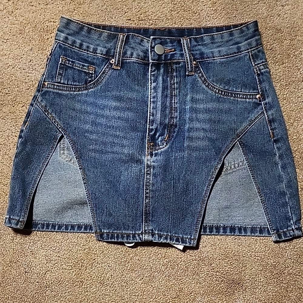 SHEIN Blue Cut Out Mini Skirt Casual